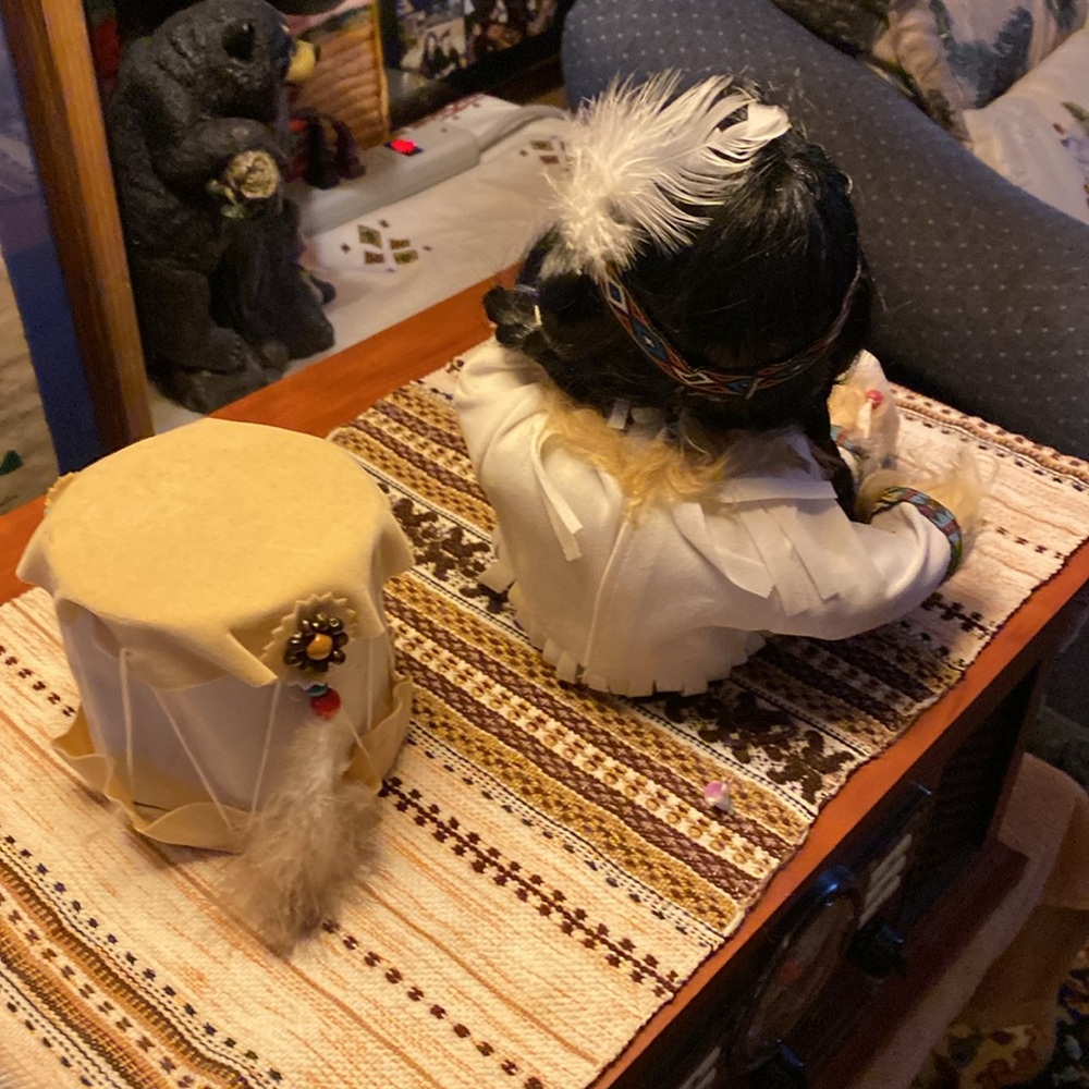 Native American-Inspired Doll with Drum - Picture 7 of 9